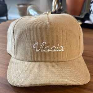 VISSLA Embroidered Logo Corduroy Cap in Beige